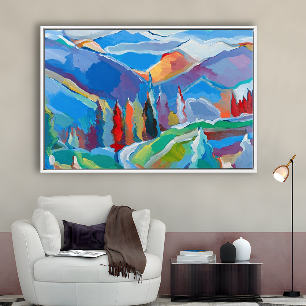 Colorado Composition 5 Large Stretched Canvas Floating Frame Wall Art Print, Framed Cavas Print, Floating Frame