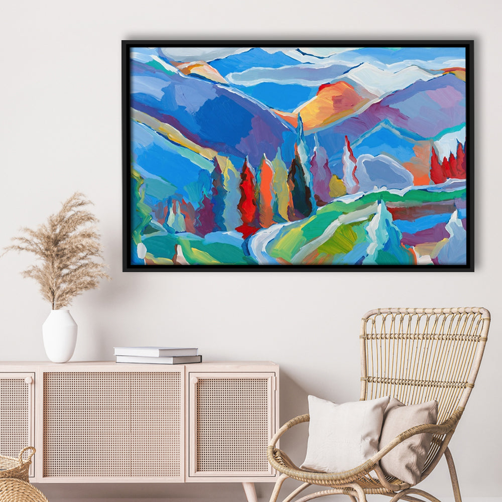 Colorado Composition 5 Large Stretched Canvas Floating Frame Wall Art Print, Framed Cavas Print, Floating Frame