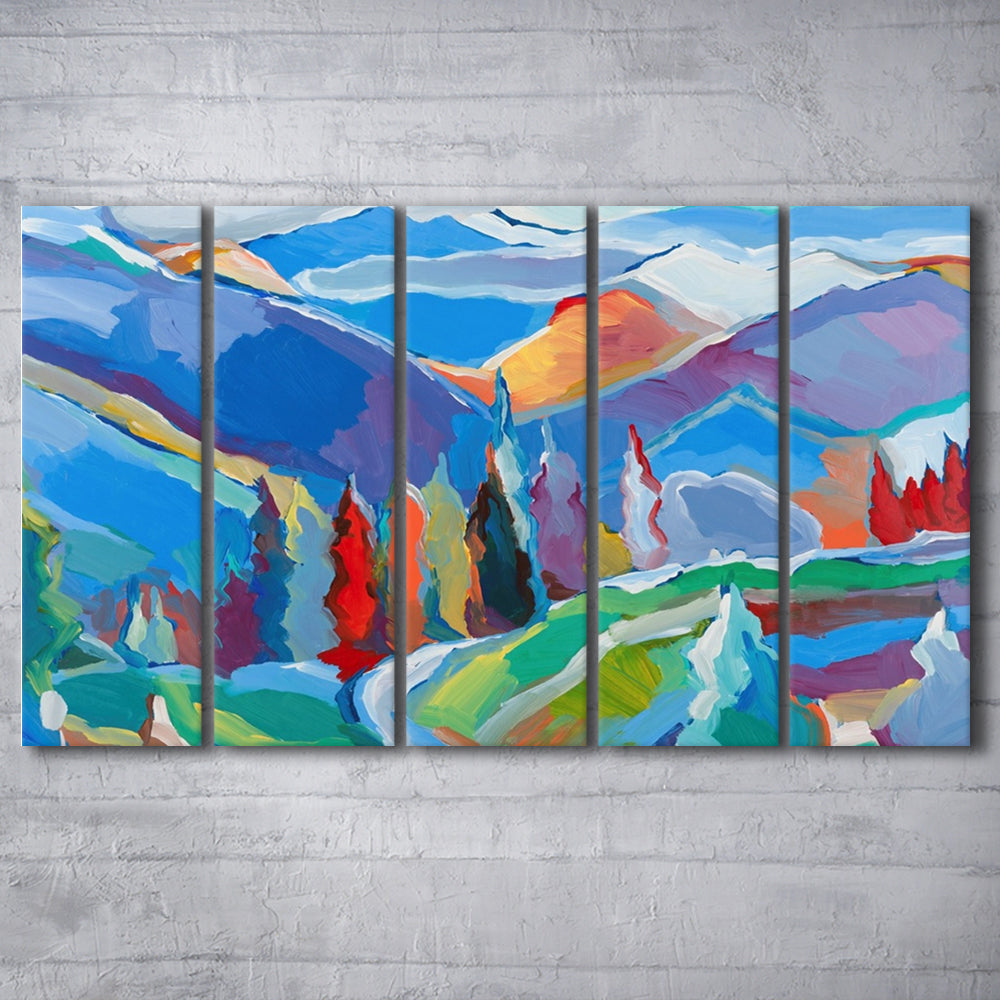 Colorado Composition 5 Large Stretched Canvas Floating Frame Wall Art, 5 Piece B Extra Large Cavas Print Wall Art Decor