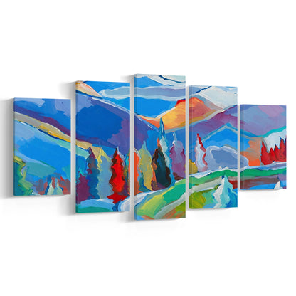 Colorado Composition 5 Large Stretched Canvas Floating Frame Wall Art Print, 5 Piece Large Cavas Print Wall Art