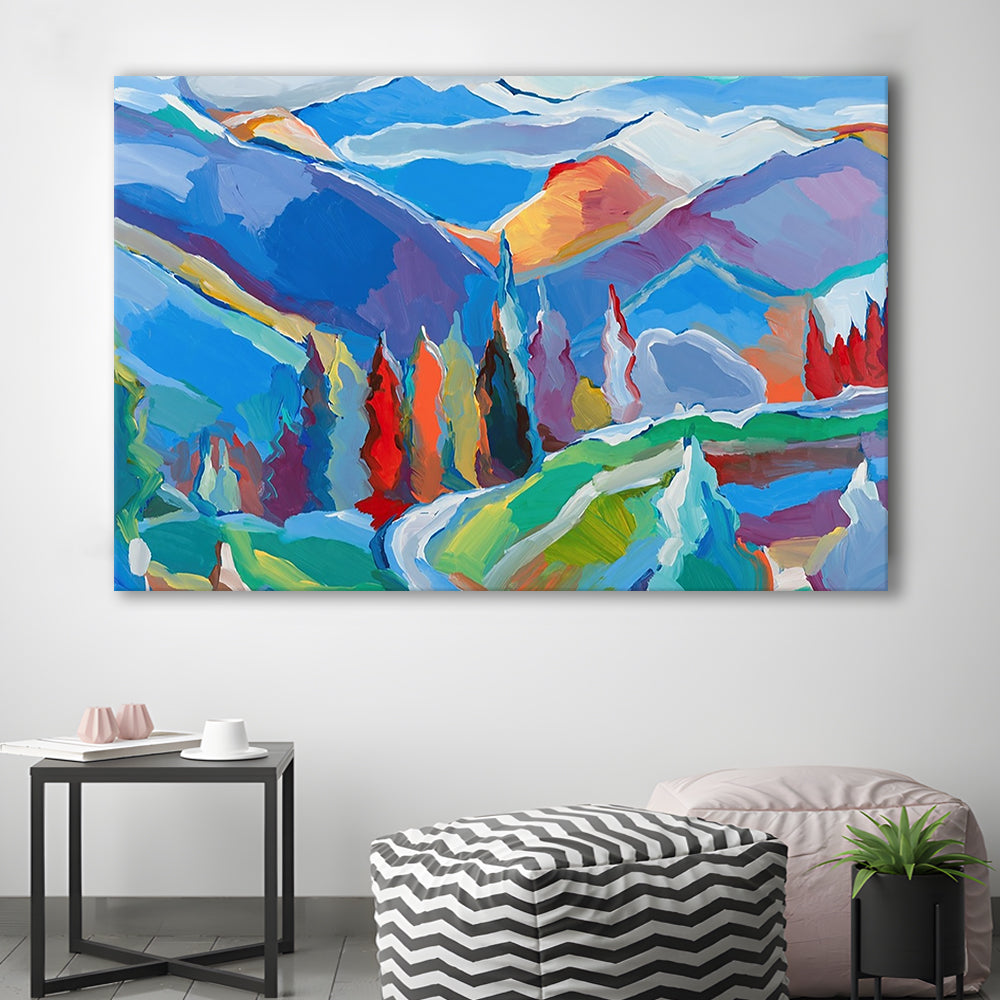 Colorado Composition 5 Large Stretched Canvas Floating Frame Wall Art Print, Cavas Print Wall Art Hom Decor