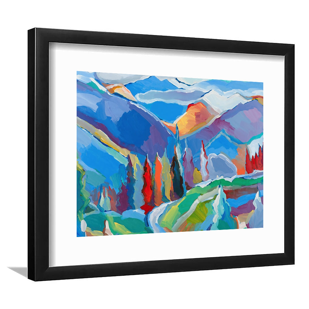 Colorado Composition 5 Large Stretched Floating Frame Wall Art Print, Framed Art Print White Border
