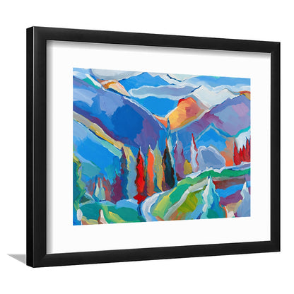 Colorado Composition 5 Large Stretched Floating Frame Wall Art Print, Framed Art Print White Border