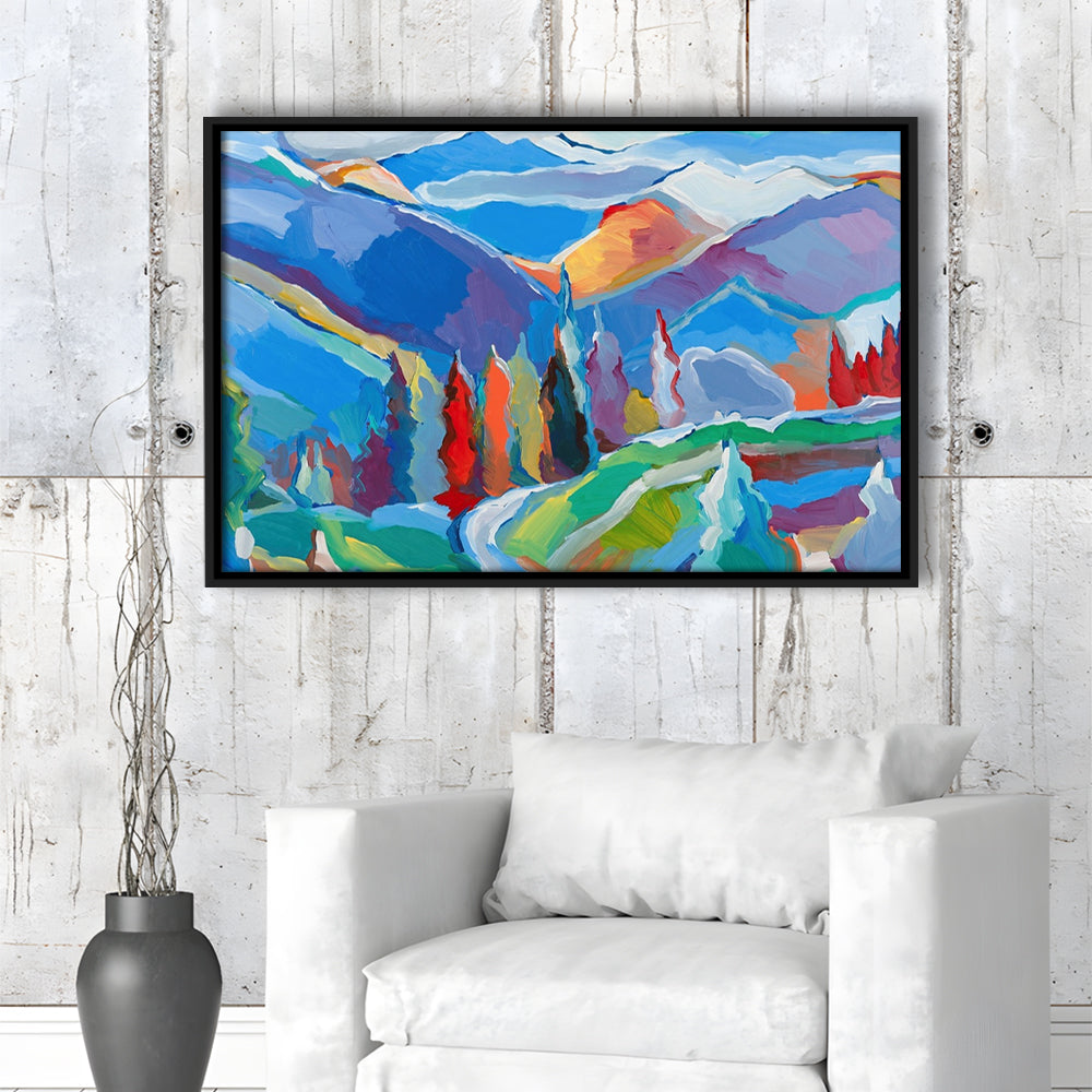 Colorado Composition 5 Large Stretched Canvas Floating Frame Wall Art Print, Framed Cavas Print, Floating Frame
