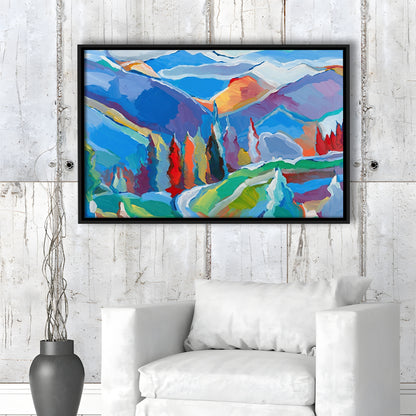 Colorado Composition 5 Large Stretched Canvas Floating Frame Wall Art Print, Framed Cavas Print, Floating Frame