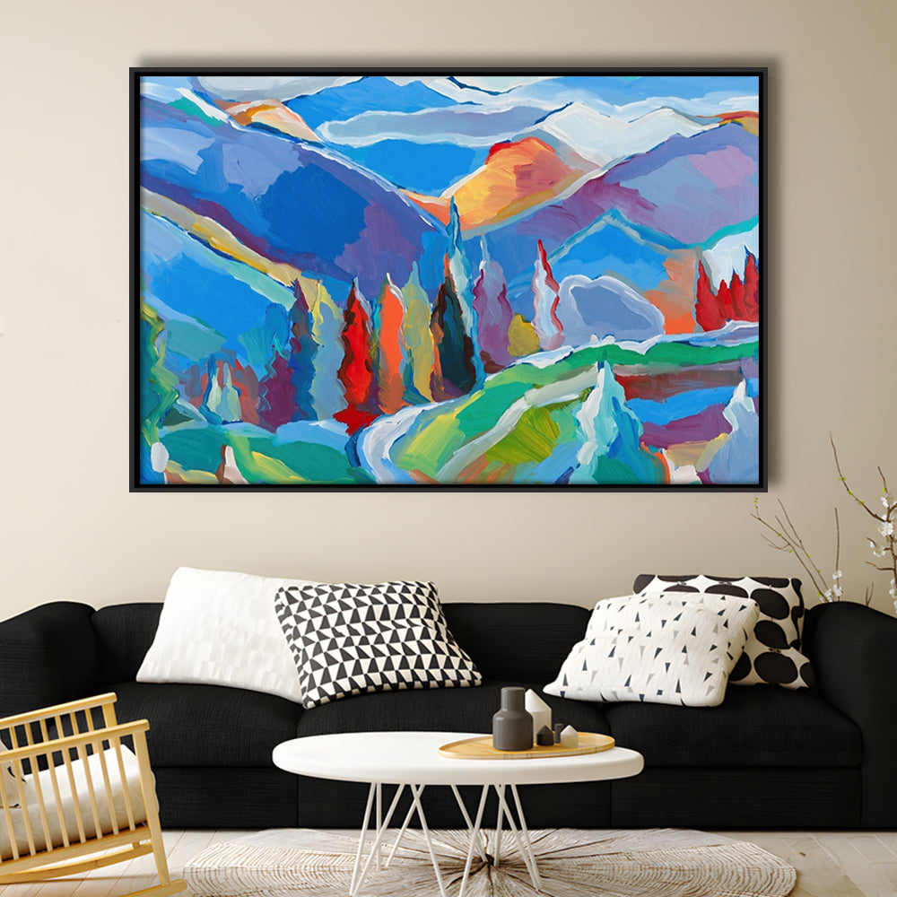 Colorado Composition 5 Large Stretched Canvas Floating Frame Wall Art Print, Framed Cavas Print, Floating Frame