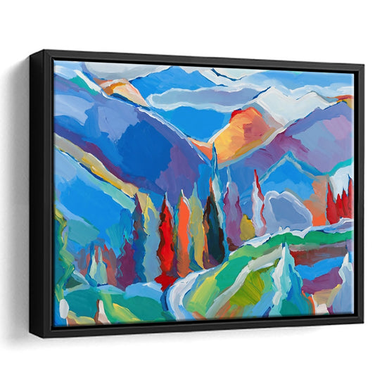 Colorado Composition 5 Large Stretched Canvas Floating Frame Wall Art Print, Framed Cavas Print, Floating Frame
