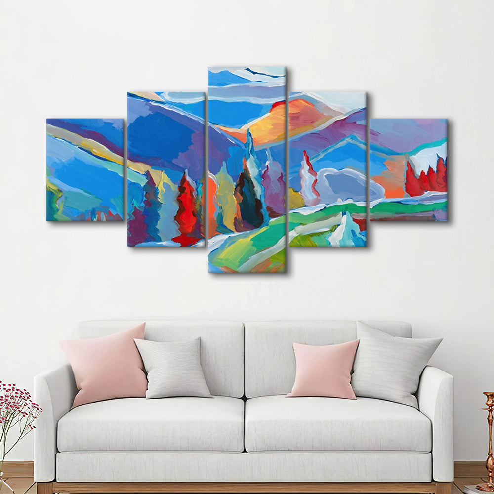 Colorado Composition 5 Large Stretched Canvas Floating Frame Wall Art Print, 5 Piece Large Cavas Print Wall Art