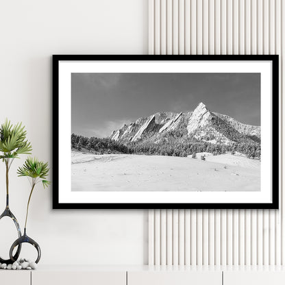 Colorado Mountains In Black & White Art Print, Framed Art Print White Border
