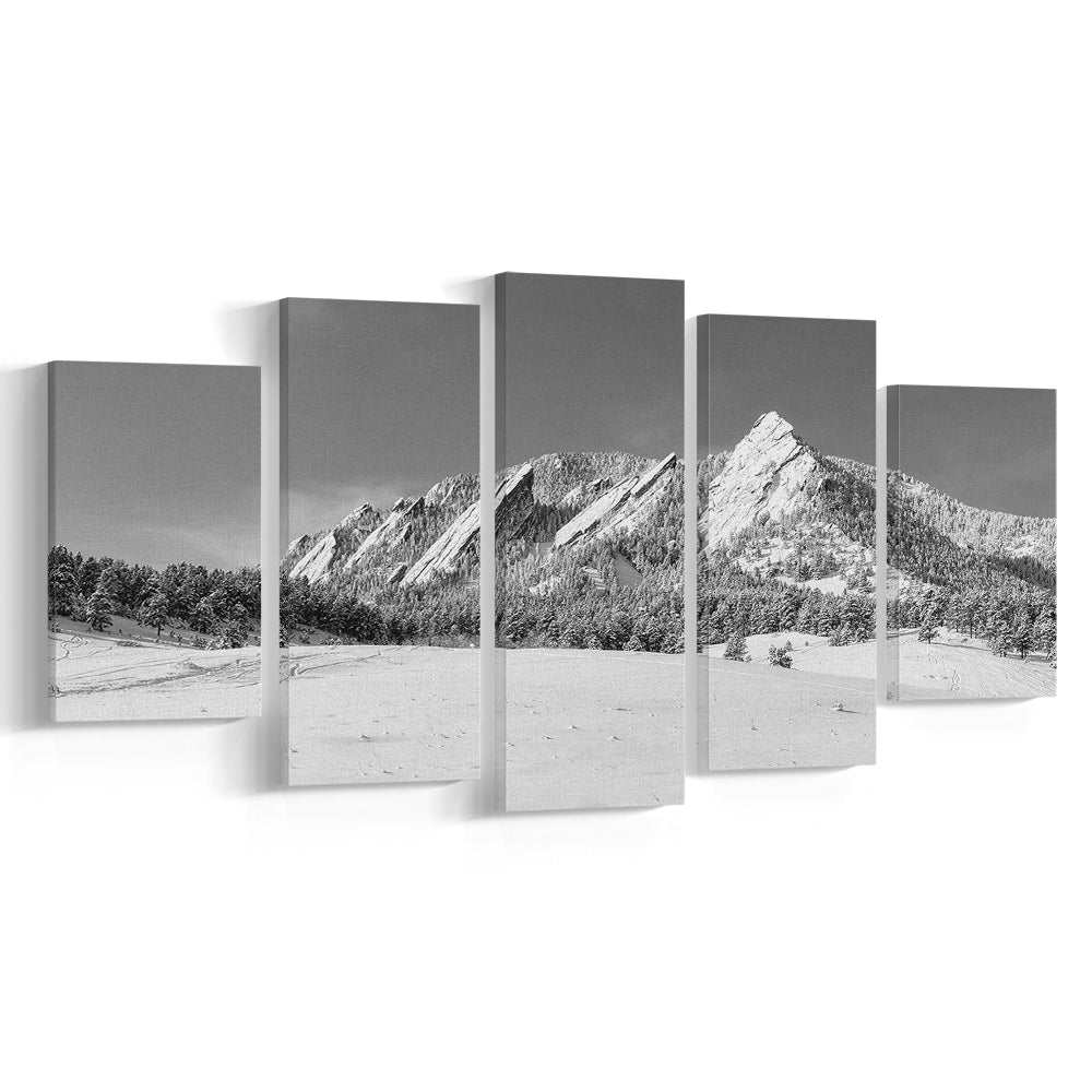 Colorado Mountains in Black & White Canvas Print, 5 Piece Large Cavas Print Wall Art