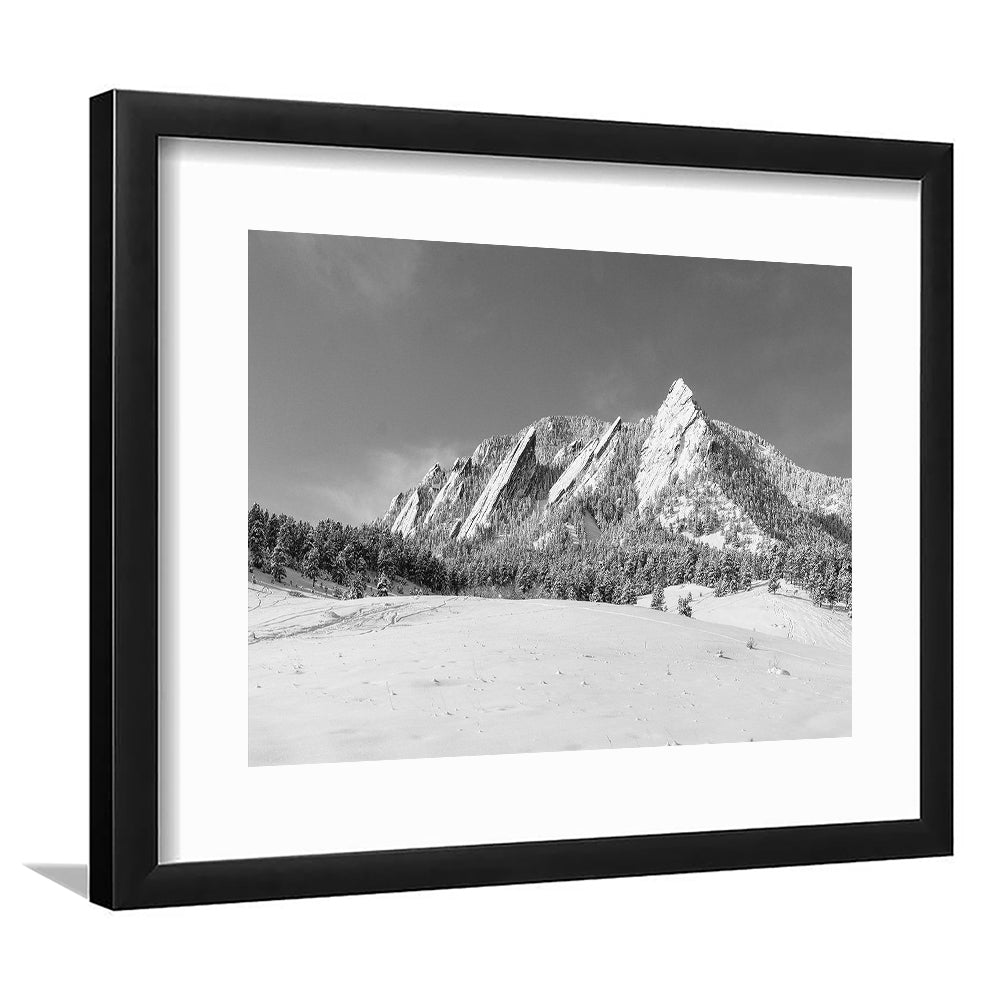 Colorado Mountains In Black & White Art Print, Framed Art Print White Border