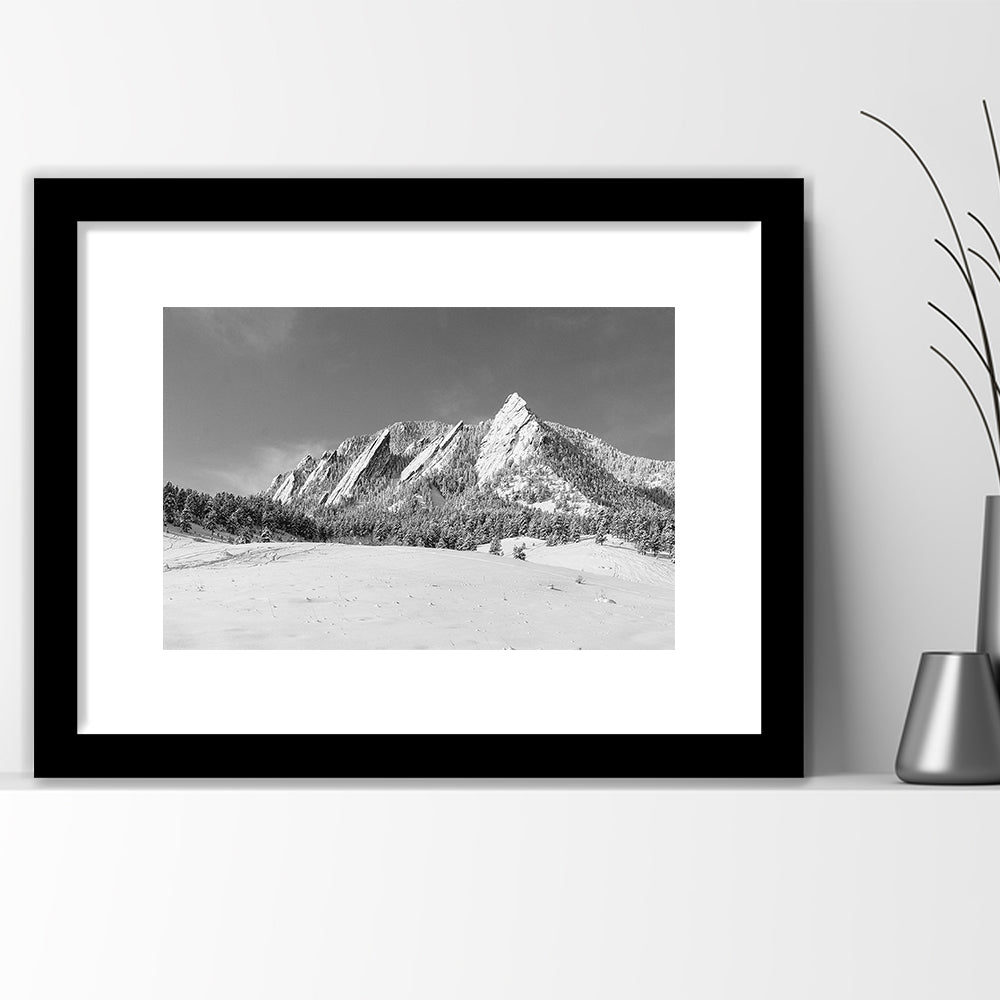Colorado Mountains In Black & White Art Print, Framed Art Print White Border