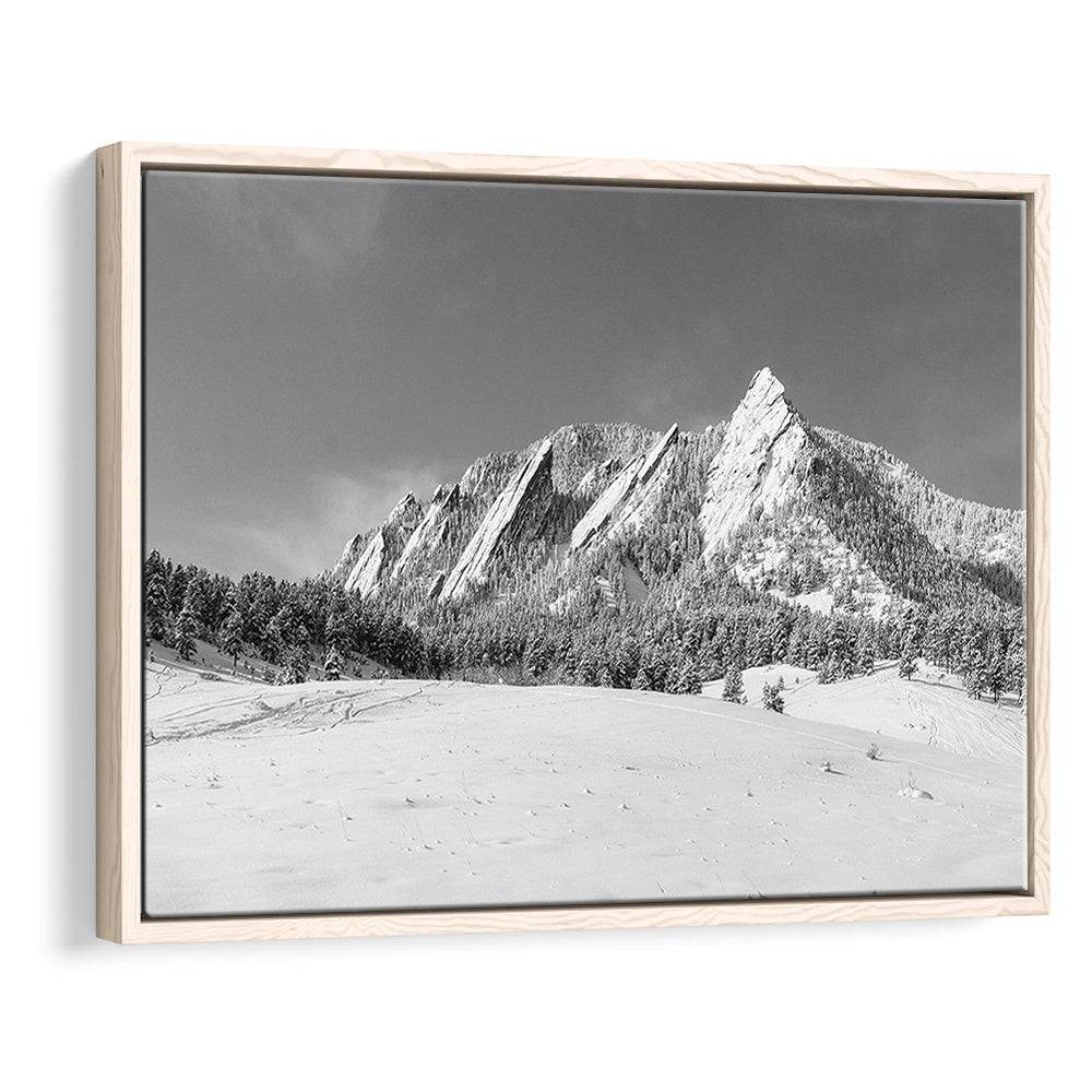 Colorado Mountains In Black & White Canvas Print, Framed Cavas Print, Floating Frame