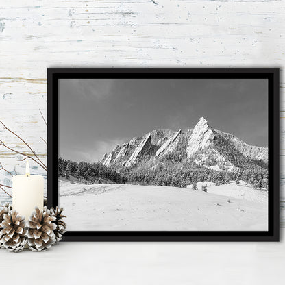 Colorado Mountains In Black & White Canvas Print, Framed Cavas Print, Floating Frame