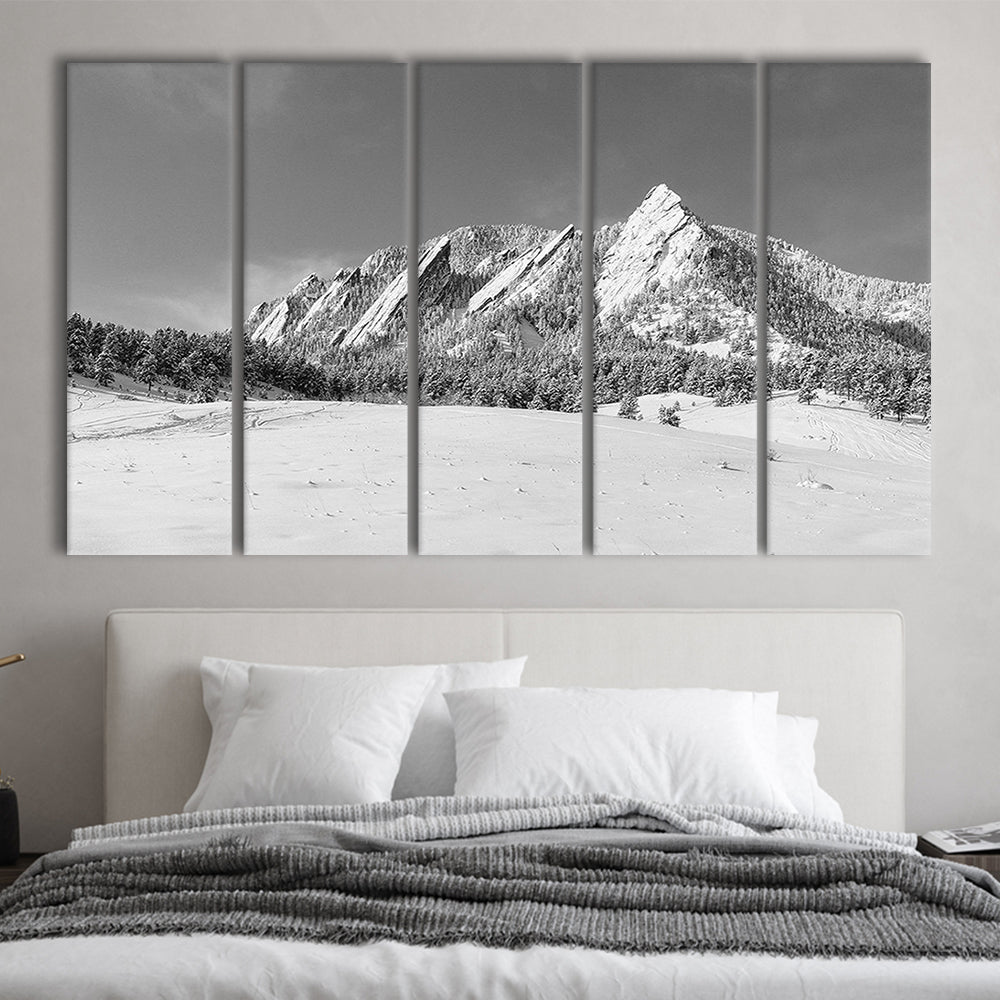 Colorado Mountains in Black & White Canvas Print, 5 Piece B Extra Large Cavas Print Wall Art Decor