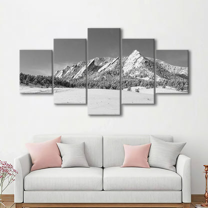 Colorado Mountains in Black & White Canvas Print, 5 Piece Large Cavas Print Wall Art