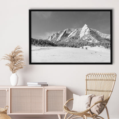 Colorado Mountains In Black & White Canvas Print, Framed Cavas Print, Floating Frame