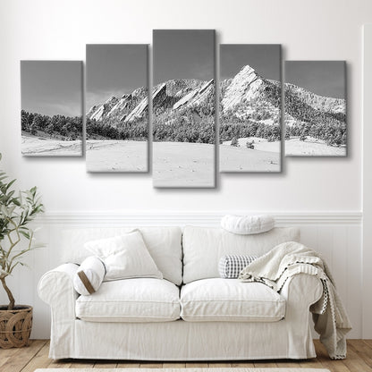 Colorado Mountains in Black & White Canvas Print, 5 Piece Large Cavas Print Wall Art