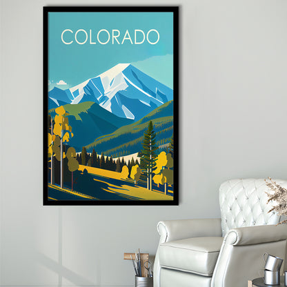 Colorado Retro Art Print, Colorado City Wall Art, Framed Art Print, Picture Framed, Painting Art
