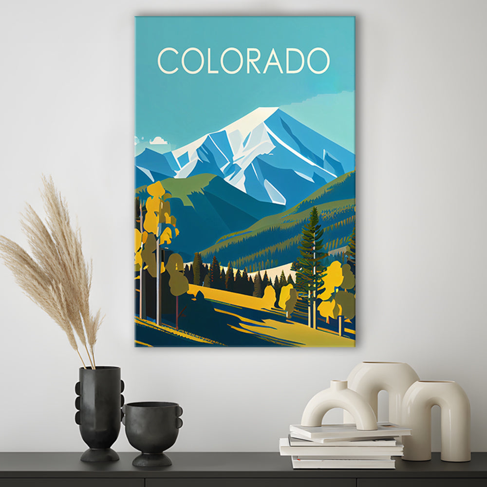 Colorado Retro Art Print, Colorado City Wall Art, Canvas Print, Painting Canvas, Living Room Decor