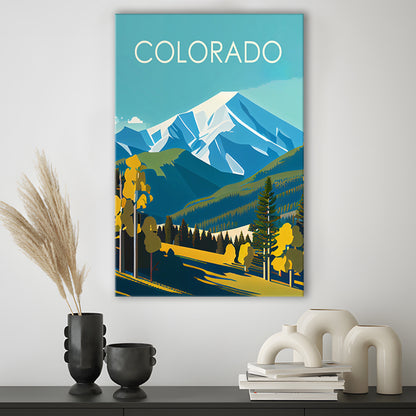 Colorado Retro Art Print, Colorado City Wall Art, Canvas Print, Painting Canvas, Living Room Decor