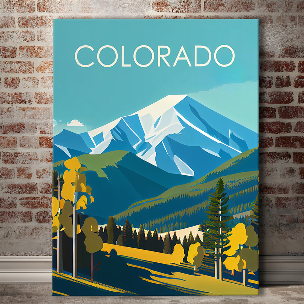 Colorado Retro Art Print, Colorado City Wall Art, Canvas Print, Painting Canvas, Living Room Decor