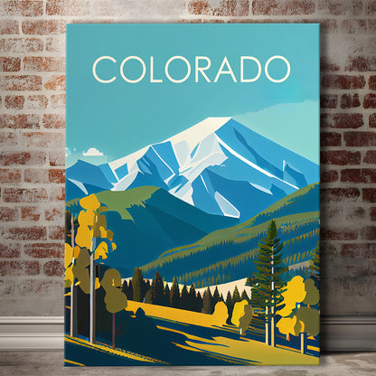 Colorado Retro Art Print, Colorado City Wall Art, Canvas Print, Painting Canvas, Living Room Decor