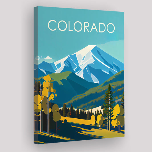 Colorado Retro Art Print, Colorado City Wall Art, Canvas Print, Painting Canvas, Living Room Decor