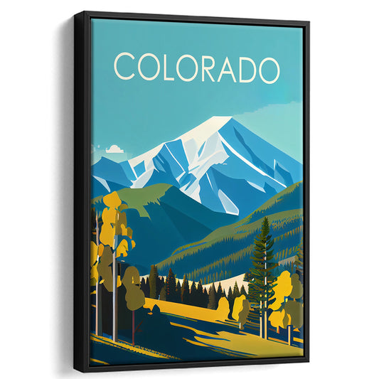 Colorado Retro Art Print, Colorado City Wall Art, Floating Framed Canvas Print, Framed Picture, Painting Canvas