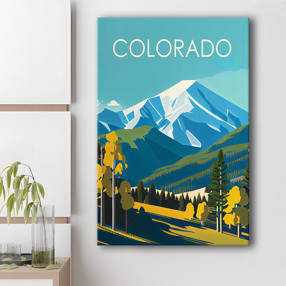 Colorado Retro Art Print, Colorado City Wall Art, Canvas Print, Painting Canvas, Living Room Decor