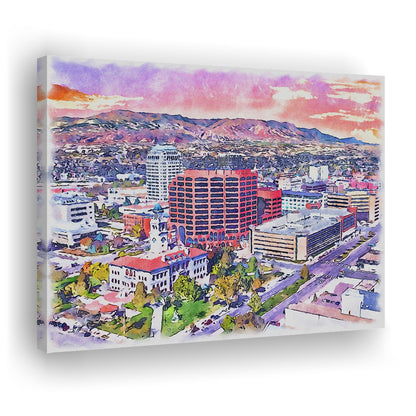 Colorado Springs Watercolor, Colorado Springs Colorado, Sport Art, Gifts for him, Canvas Print Wall Art