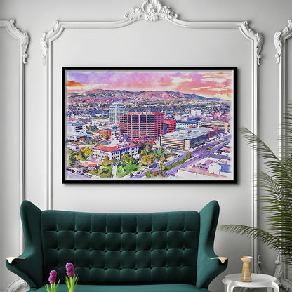 Colorado Springs Watercolor, Colorado Springs Colorado, Sport Gift Art, Framed Art Print Wall Decor
