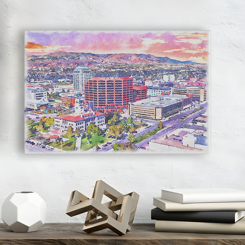 Colorado Springs Watercolor, Colorado Springs Colorado, Sport Art, Gifts for him, Canvas Print Wall Art