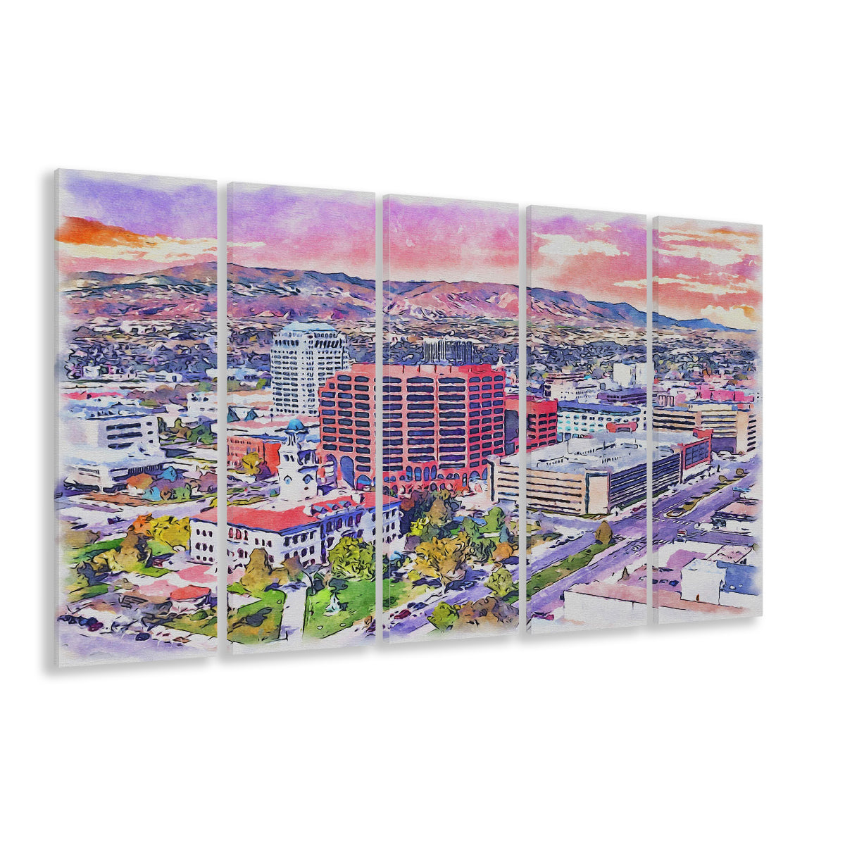Colorado Springs Watercolor, Colorado Springs Colorado, Sport Art, Extra Large Canvas Print Wall Art