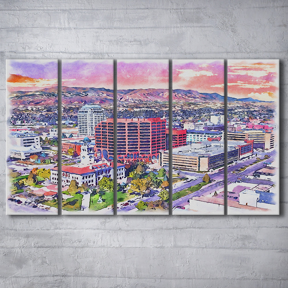 Colorado Springs Watercolor, Colorado Springs Colorado, Sport Art, Extra Large Canvas Print Wall Art