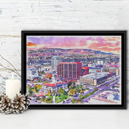 Colorado Springs Watercolor, Colorado Springs Colorado, Sport Gift Art, Framed Canvas Print Wall Art