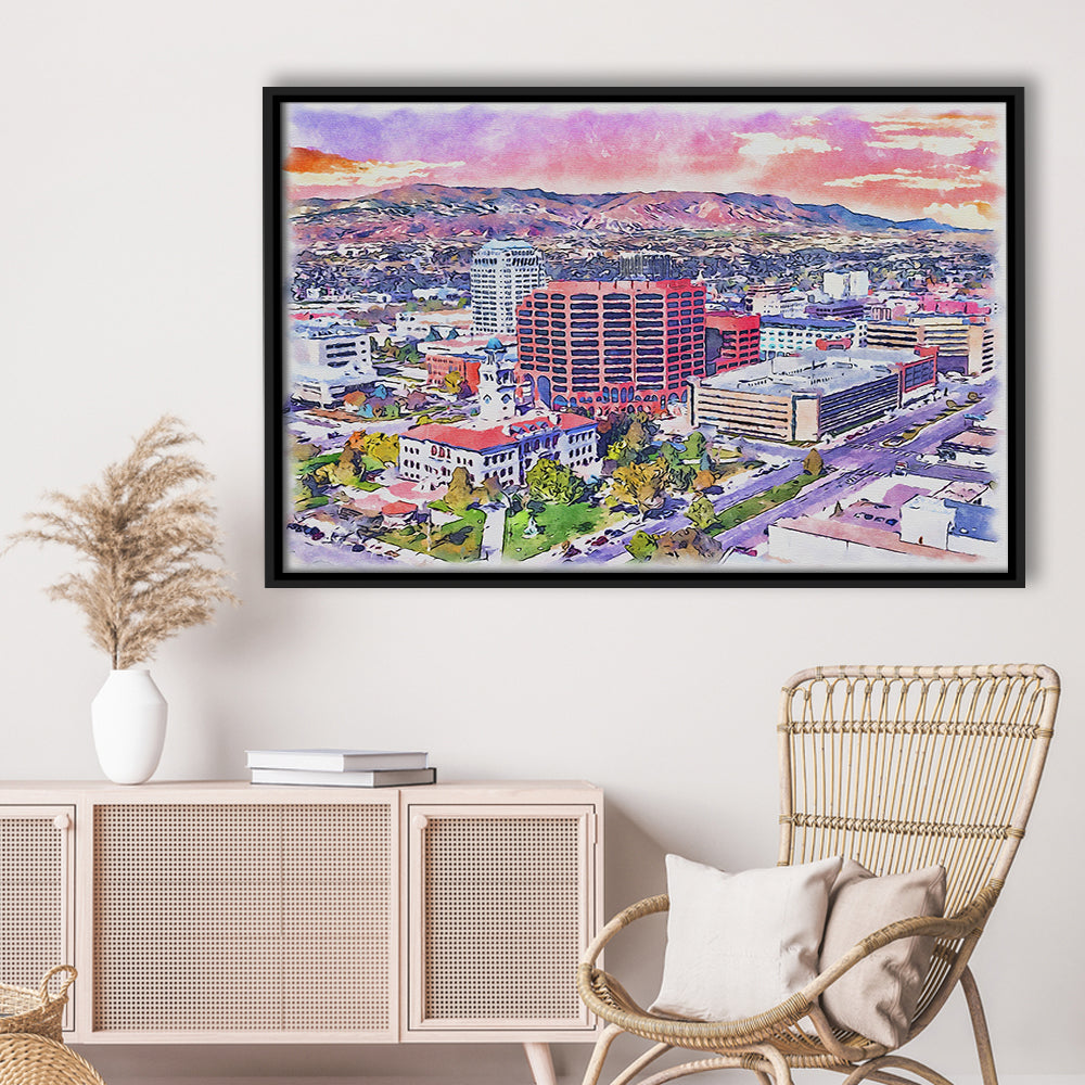 Colorado Springs Watercolor, Colorado Springs Colorado, Sport Gift Art, Framed Canvas Print Wall Art