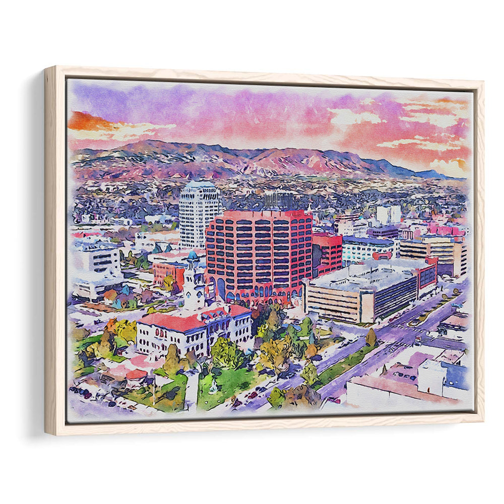 Colorado Springs Watercolor, Colorado Springs Colorado, Sport Gift Art, Framed Canvas Print Wall Art