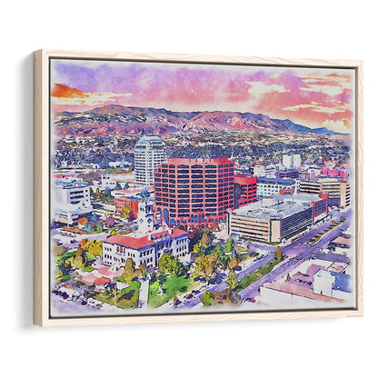 Colorado Springs Watercolor, Colorado Springs Colorado, Sport Gift Art, Framed Canvas Print Wall Art