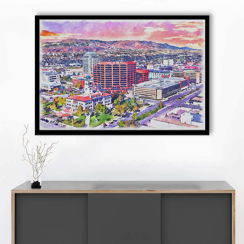 Colorado Springs Watercolor, Colorado Springs Colorado, Sport Gift Art, Framed Art Print Wall Decor