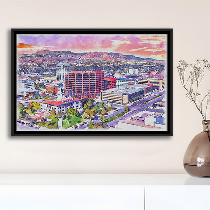 Colorado Springs Watercolor, Colorado Springs Colorado, Sport Gift Art, Framed Canvas Print Wall Art