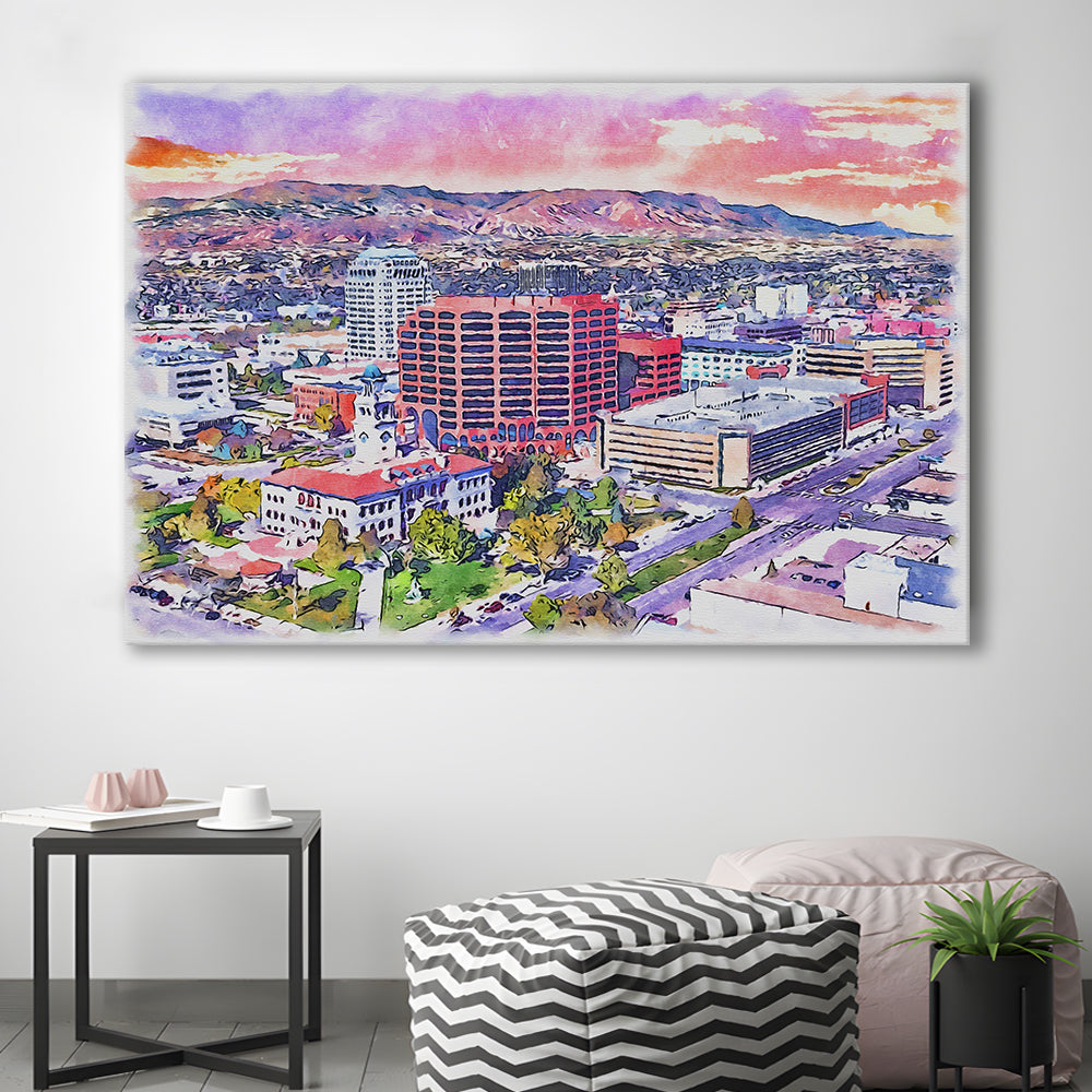 Colorado Springs Watercolor, Colorado Springs Colorado, Sport Art, Gifts for him, Canvas Print Wall Art