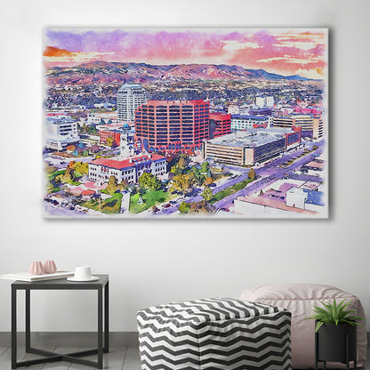 Colorado Springs Watercolor, Colorado Springs Colorado, Sport Art, Gifts for him, Canvas Print Wall Art