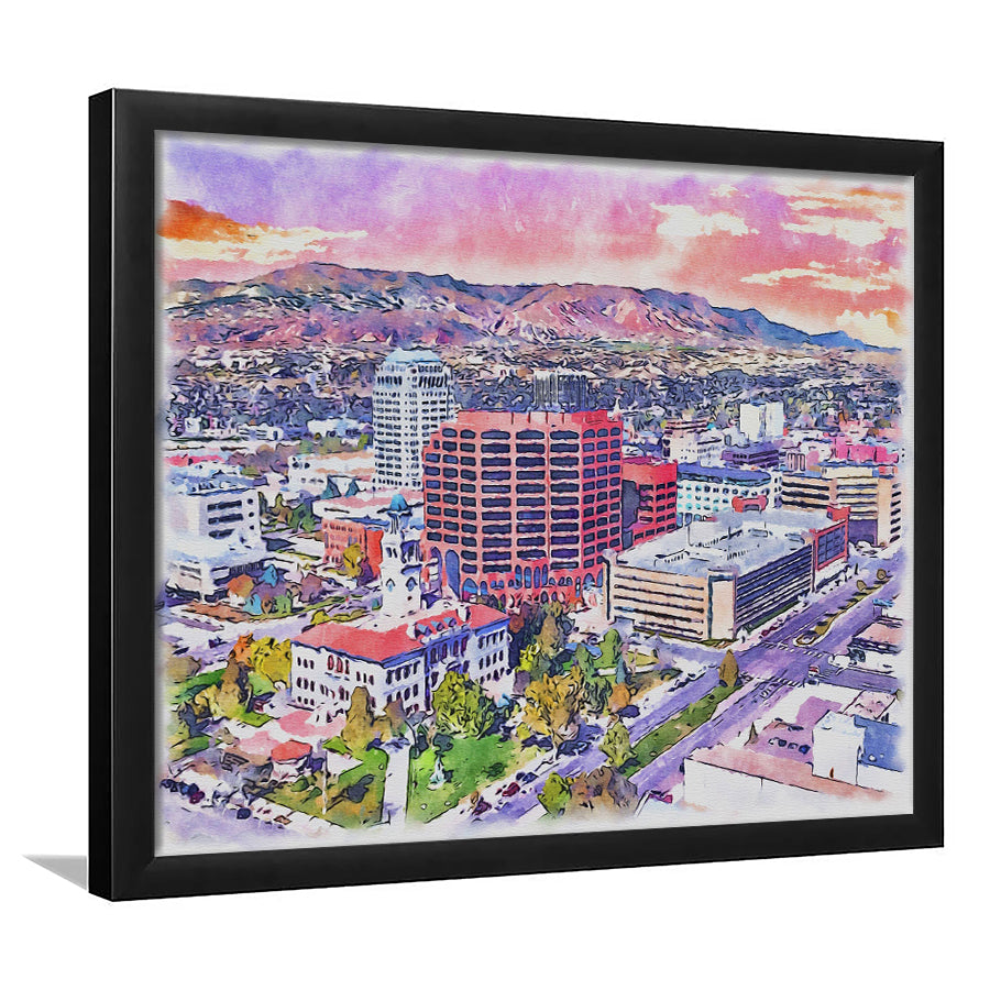 Colorado Springs Watercolor, Colorado Springs Colorado, Sport Gift Art, Framed Art Print Wall Decor