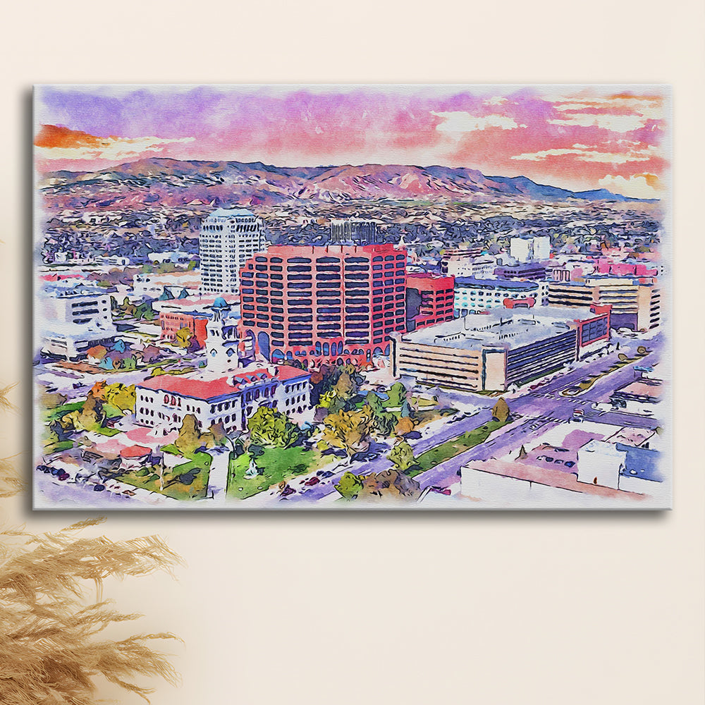 Colorado Springs Watercolor, Colorado Springs Colorado, Sport Art, Gifts for him, Canvas Print Wall Art