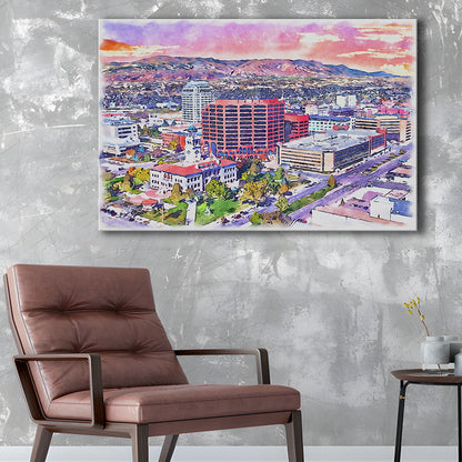 Colorado Springs Watercolor, Colorado Springs Colorado, Sport Art, Gifts for him, Canvas Print Wall Art