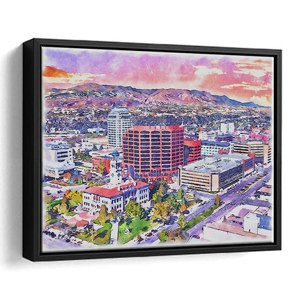 Colorado Springs Watercolor, Colorado Springs Colorado, Sport Gift Art, Framed Canvas Print Wall Art