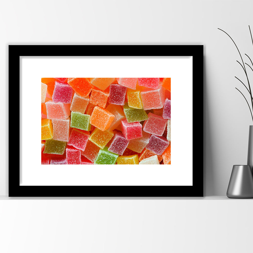 Colorful Candy And Jelly Sweet Close Up Large Art Print, Framed Art Print White Border