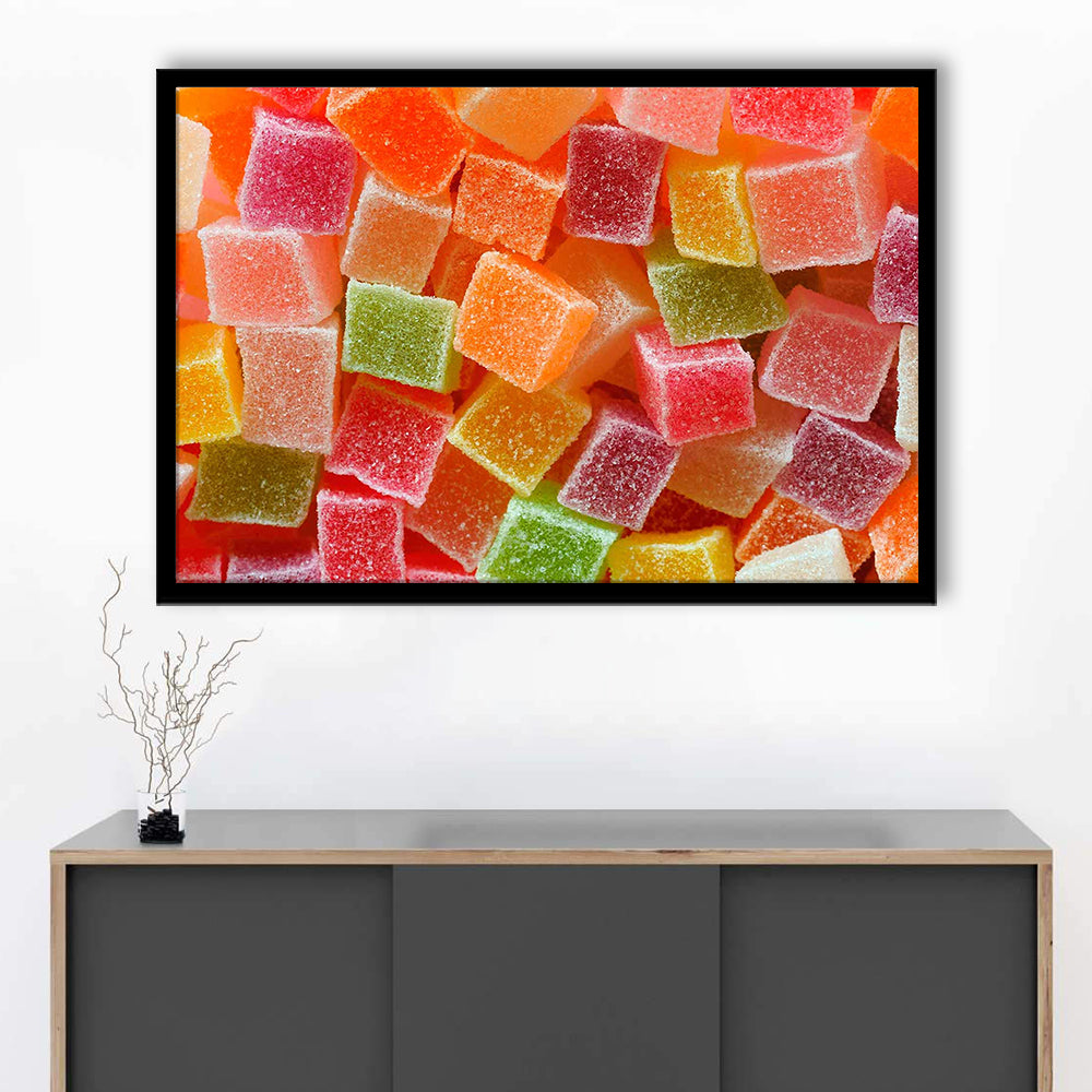 Colorful Candy And Jelly Sweet Close Up Large Art Prints, Framed Art Print, Picture Framed