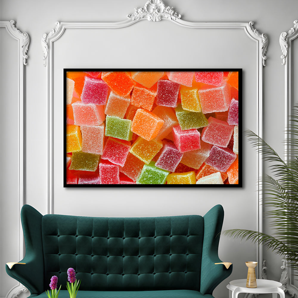 Colorful Candy And Jelly Sweet Close Up Large Art Prints, Framed Art Print, Picture Framed